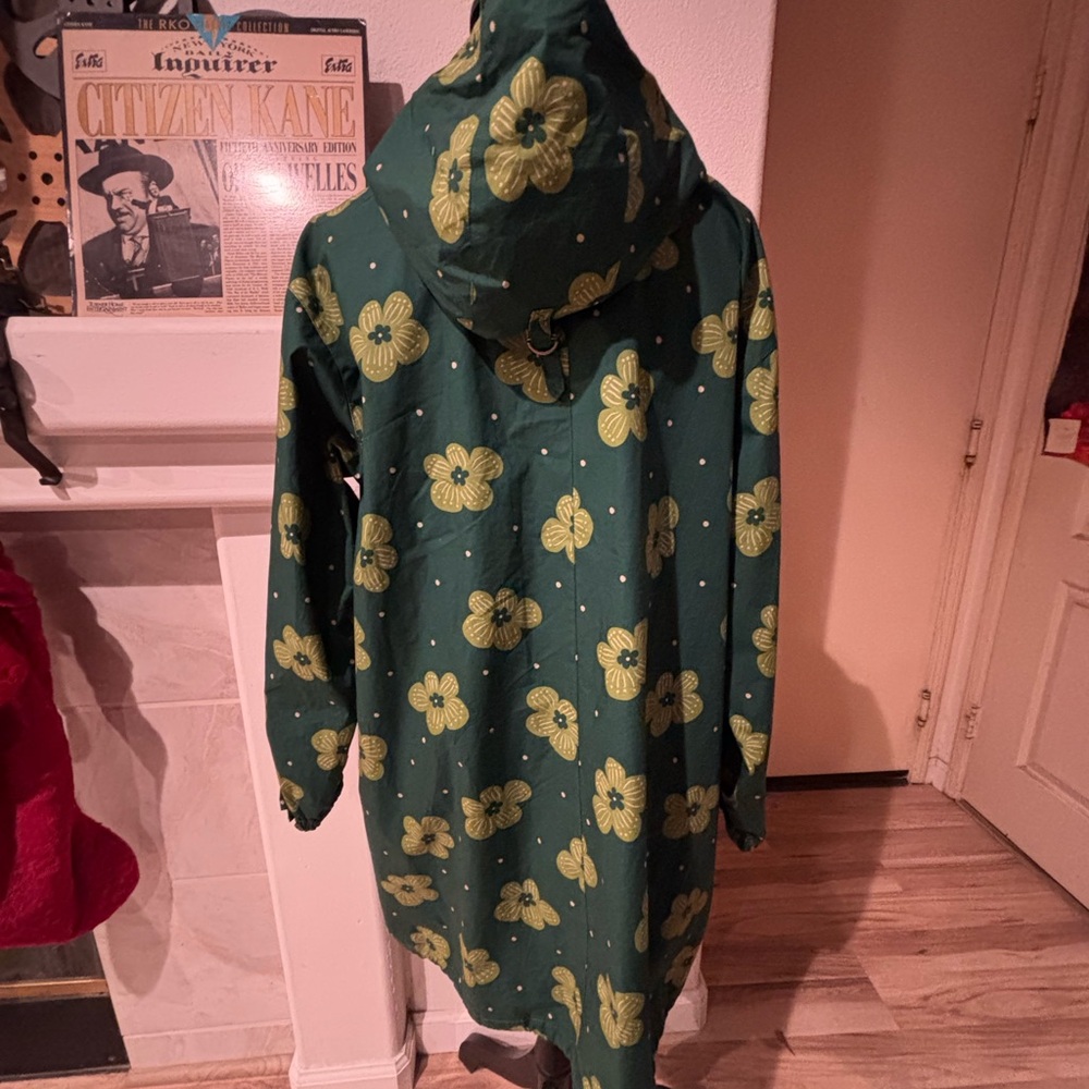 Gudrun Sjoden Green Floral Parka like new worn once sz large- a rare find! - Picture 12 of 15